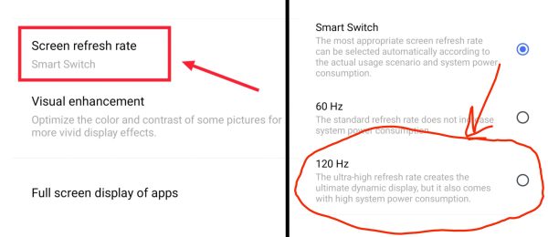 Change refresh rate 