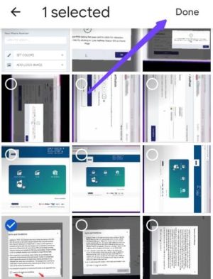 select images then tap on done