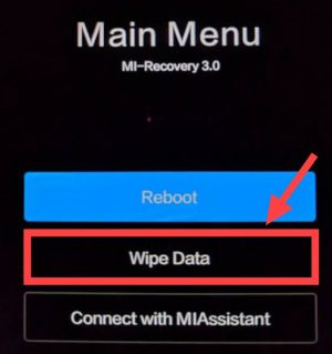 tap on wipe data